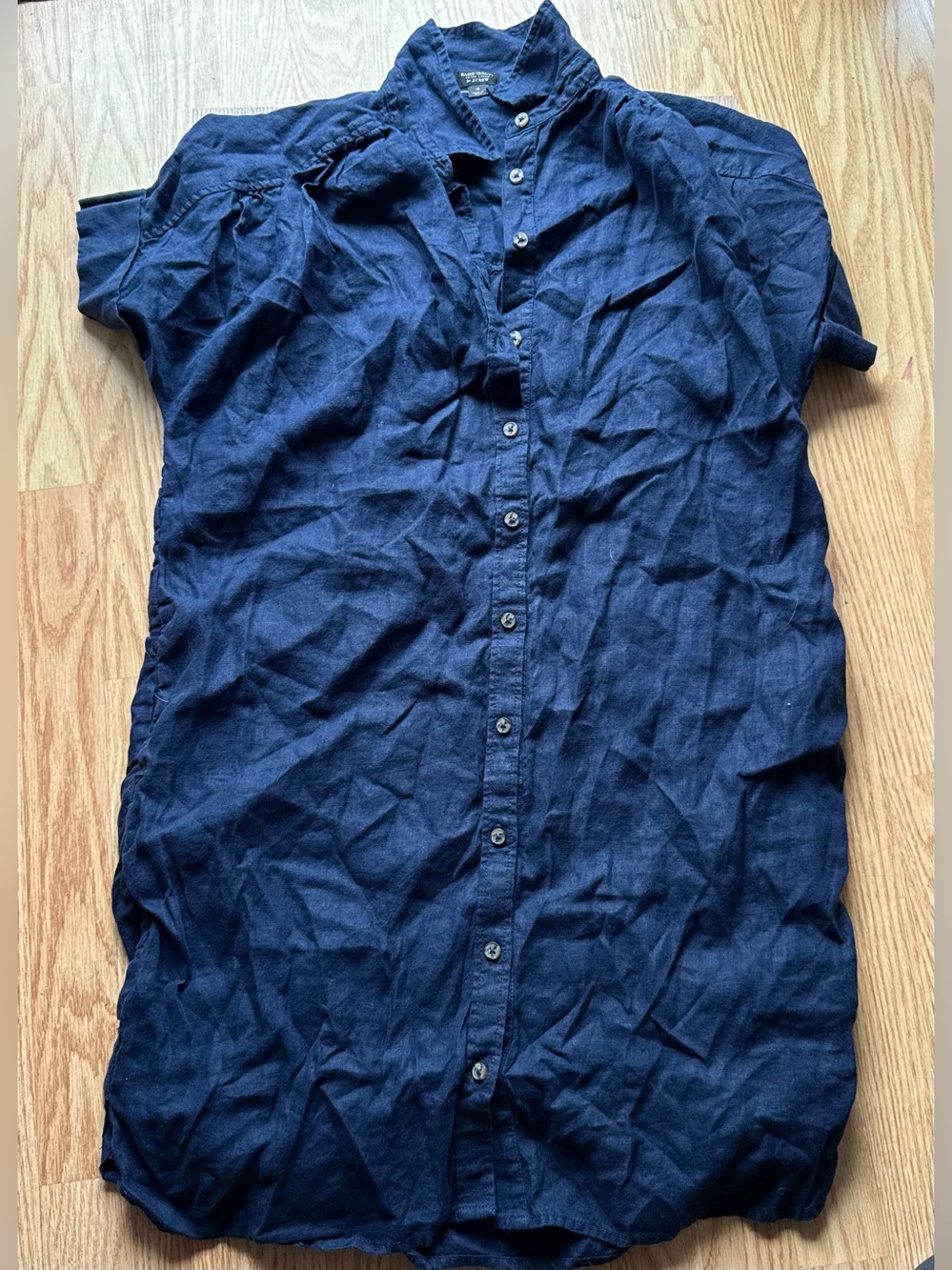 J. Crew Navy short-sleeve Baird McNutt Irish linen shirt-dress Size Small